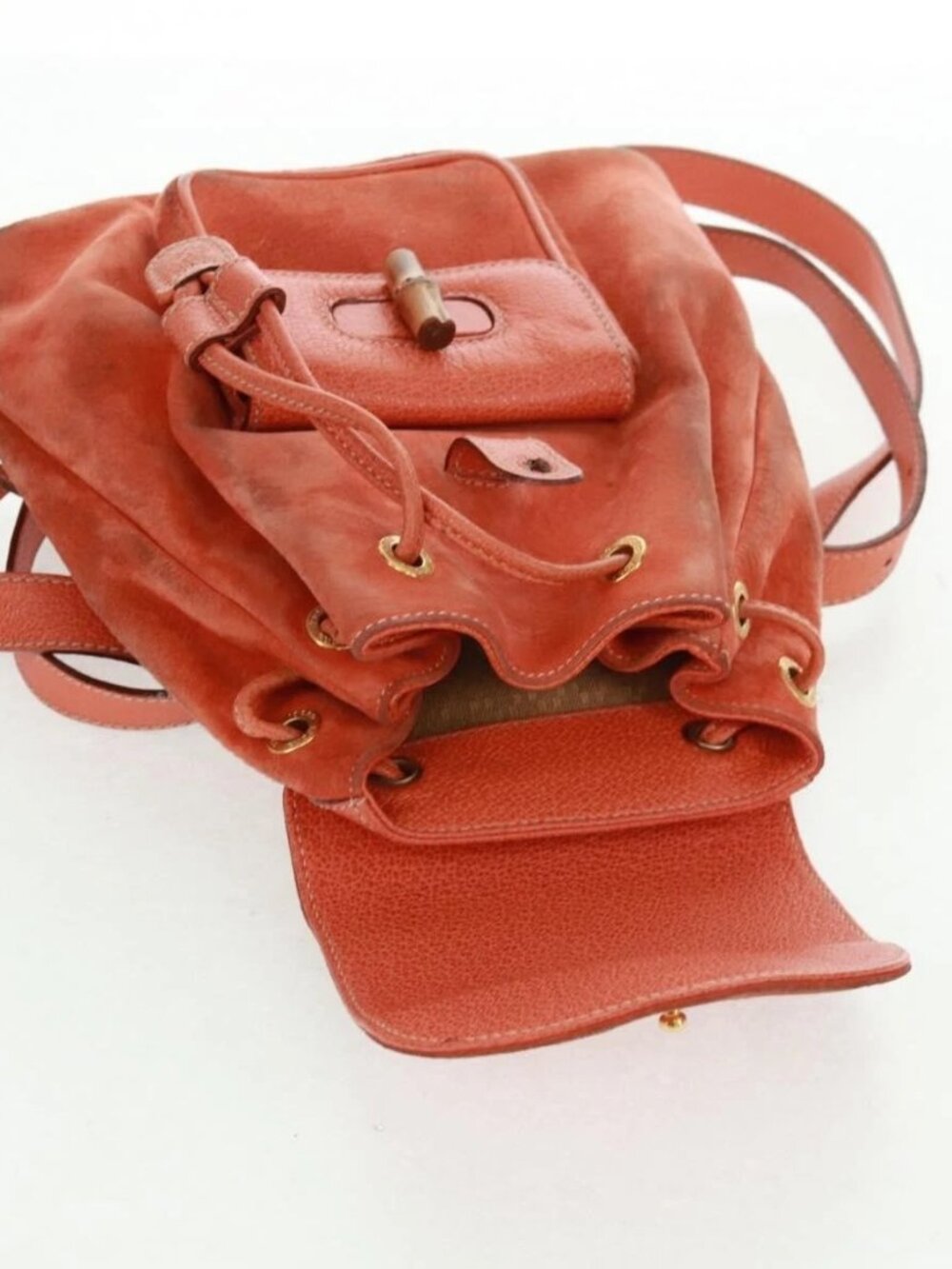 GUCCI Bamboo Backpack Suede Orange Gold 003 58 0030 Auth 159296 - Picture 14 of 16